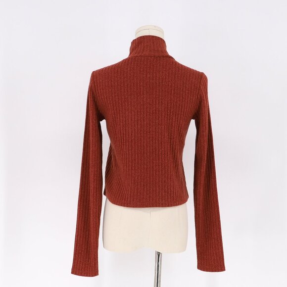 WILFRED FREE Tamu T-Shirt Cropped Ribbed Turtleneck in Brick Color Size M - Picture 4 of 5